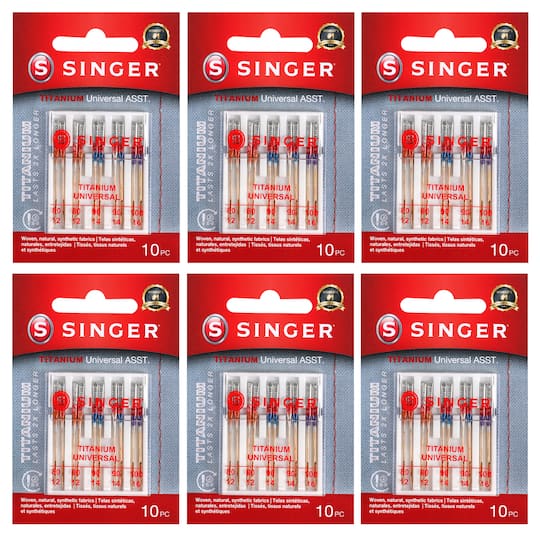 SINGER® Titanium Universal Regular Point Sewing Machine Needles, 60ct.